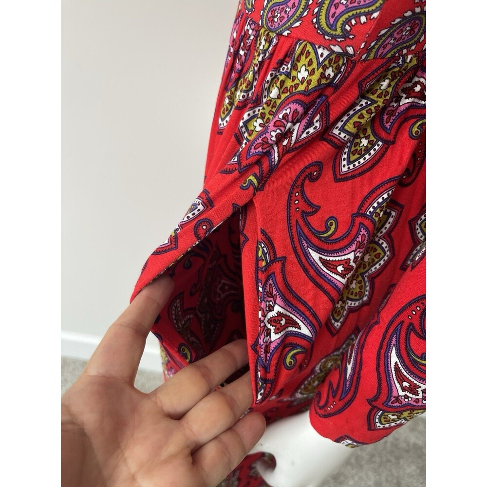 BODEN Thea Long Sleeves Jersey Knit Midi Dress Stretchy US 4P Red Paisley - Picture 6 of 13